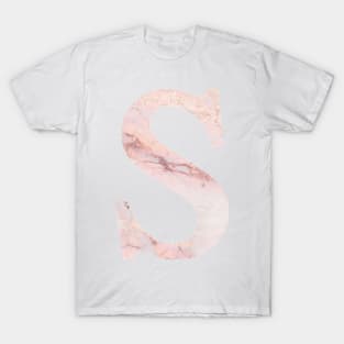 The Letter S Pink Marble Design T-Shirt